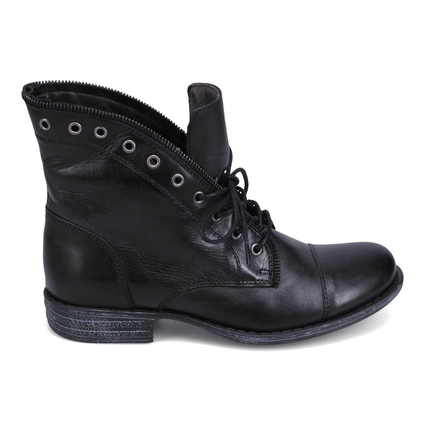 Black Patent Gum Sole Lace Up Boots - Matalan