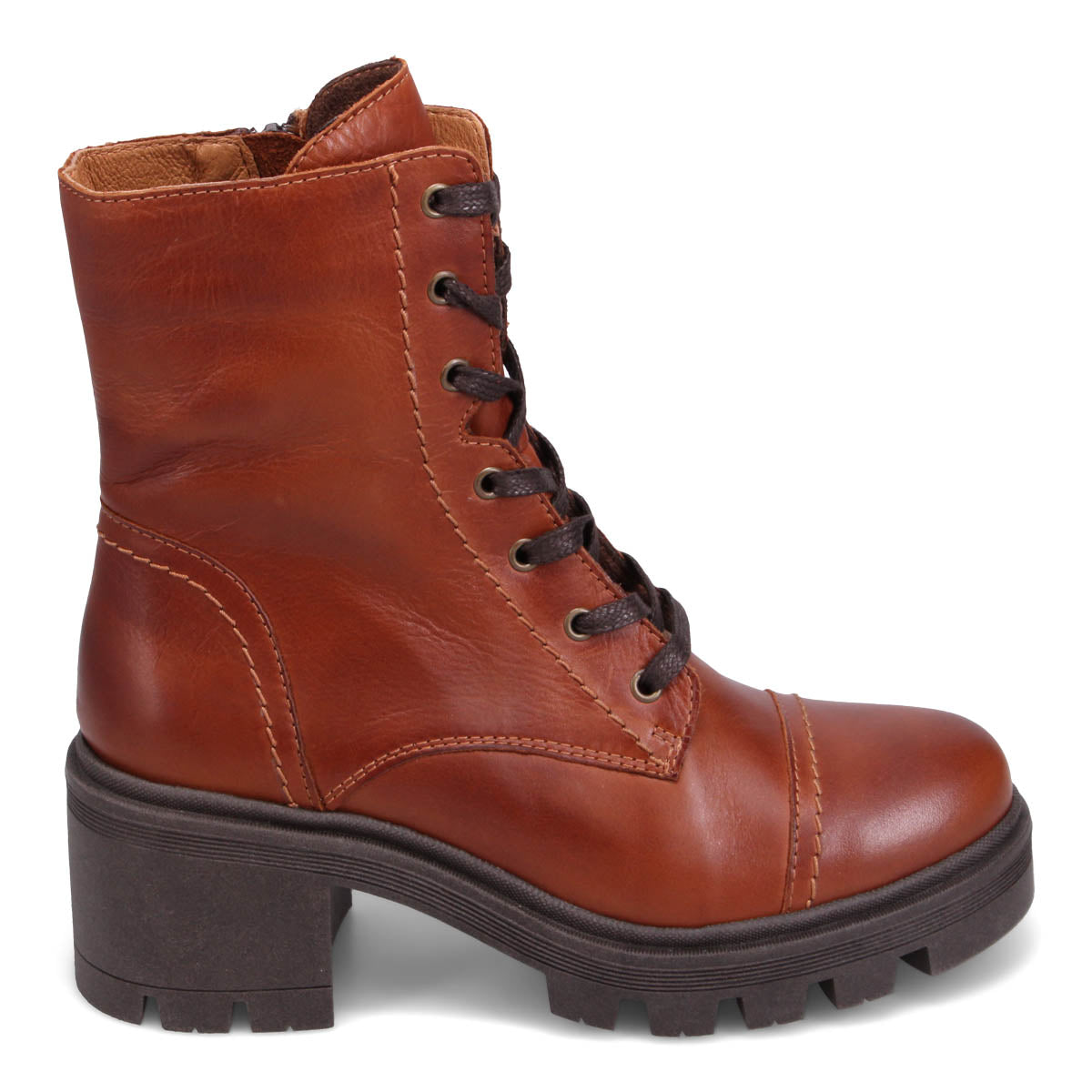 Brown leather hotsell lace up booties